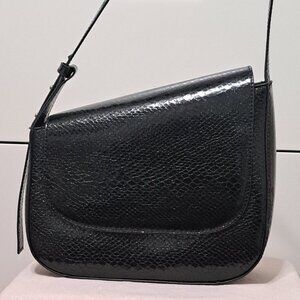 Topshop Black Croc Sara Shoulder Handbag